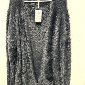 Free People Faux Fur Cardigan M - NWT